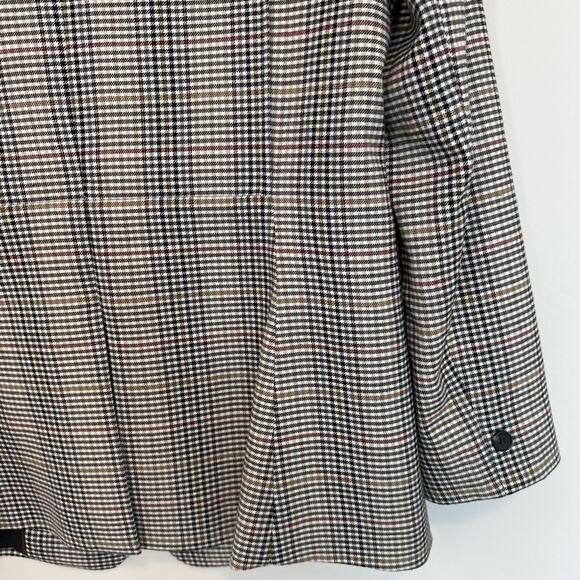 1. State Tan Black Burgundy Navy Plaid Blazer Size 10 Pockets Buttons Work Long - Picture 6 of 8